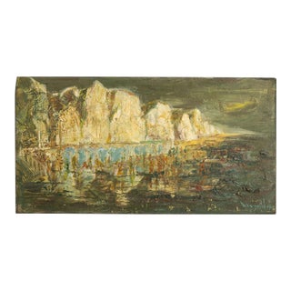 Early 20th Century France Forest Green Wood Painting For Sale