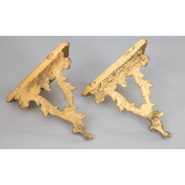 Vintage Italian Style Giltwood Wall Brackets - a Pair For Sale In Houston - Image 6 of 7