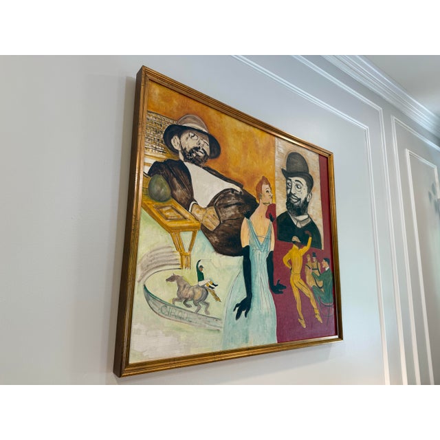 Art Nouveau One of a Kind Original Oil on Canvas, School of Henri Toulouse-Lautrec: Large (Restored and Reframed) For Sale - Image 3 of 4
