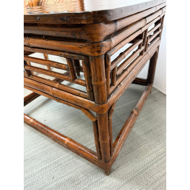 Wood Organic Modern Dark Bamboo Side Table For Sale - Image 7 of 12