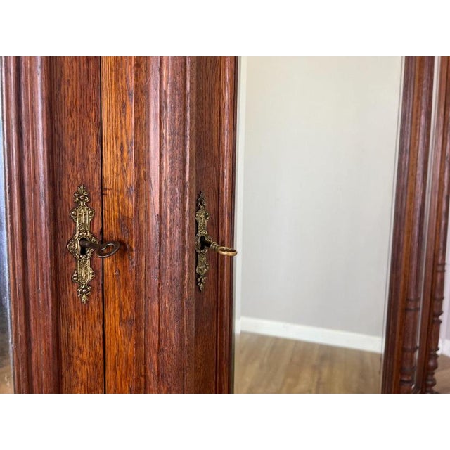 Antique French Carved Oak 3-Door Armoire For Sale - Image 9 of 18