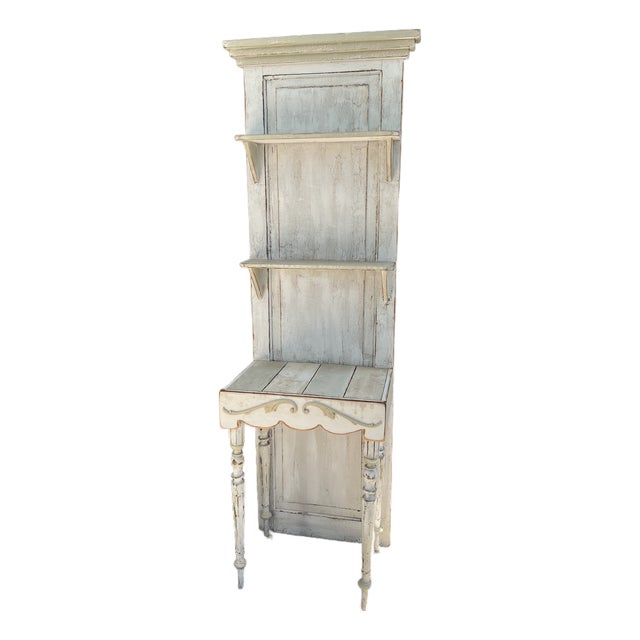 Vintage Distressed Painted Wood Étagère With Shelves For Sale