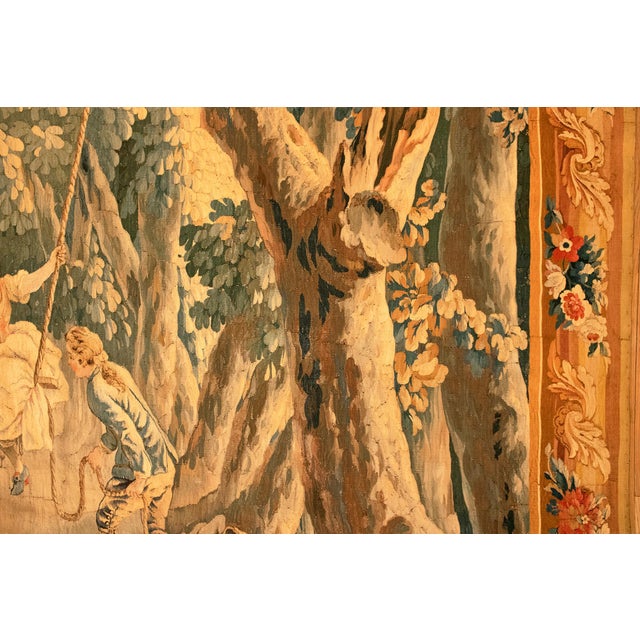 Traditional The end of the 17th Century French Rustic & Romantic Tapestry For Sale - Image 3 of 12