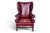 1960s Vintage Burgundy Leather Wingback Chair With Brass Nailhead Trim by Baker For Sale - Image 5 of 18