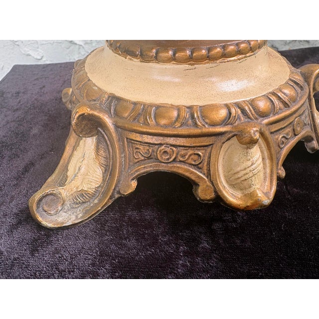 Vintage Bohemian Style Opal Glass Tazza With Green Trim on Cherub Pedestal Base For Sale - Image 10 of 12