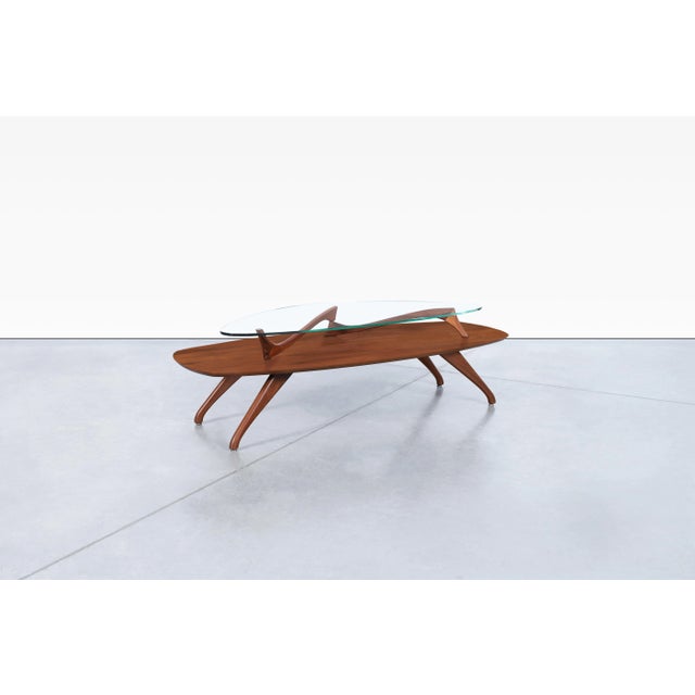 Wood Mid-Century Modern Sculptural Walnut and Glass Coffee Table After Vladimir Kagan For Sale - Image 7 of 12