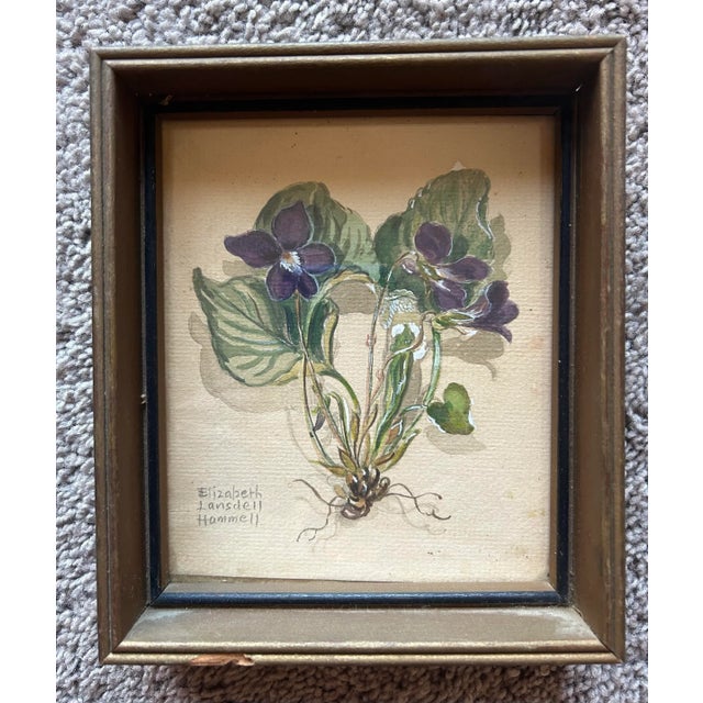 Beautiful antique original watercolor of violets. Pencil signed to the lower left “ Elizabeth Lansdell Hammell”. Elizabeth...