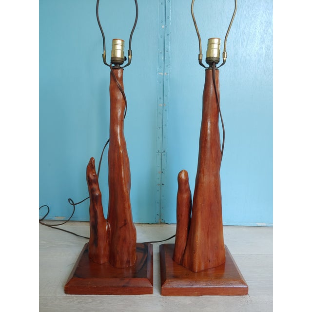 1950s Mid-Century Old Florida Cypress Knee Lamps - a Pair For Sale - Image 5 of 11