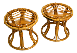 Set of Italian Bamboo Stools, 1960s