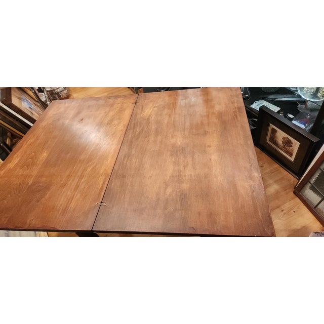 Vintage Swivel Folding Oak Game Table For Sale - Image 10 of 18