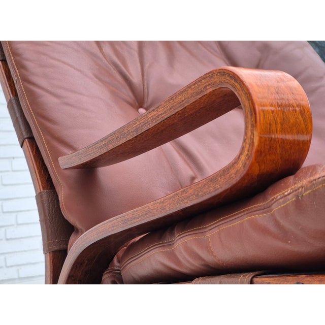 1970s Vintage Scandinavian Lounge Chair in Leather, 1970s For Sale - Image 5 of 18