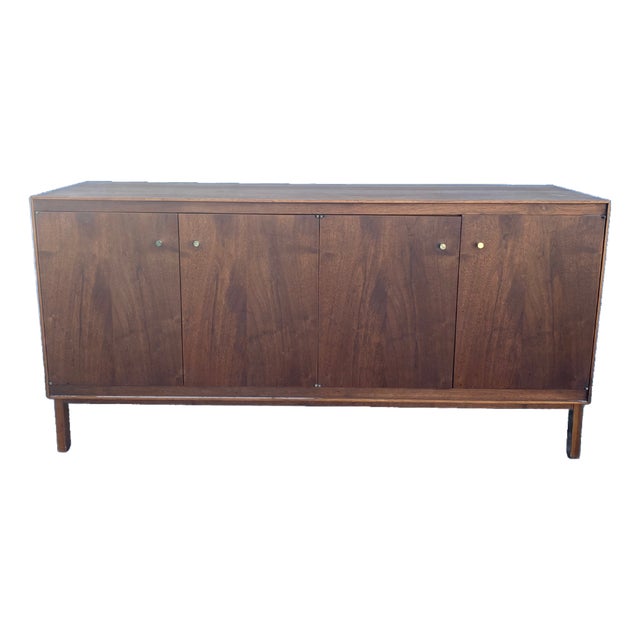1950s California Walnut Credenza by Barker Bros., Los Angeles For Sale