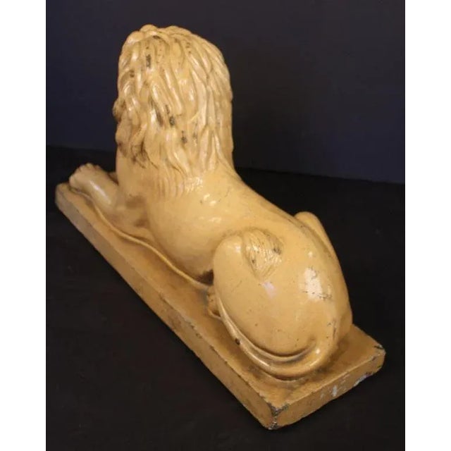 Cream Large English Recumbent Lion of Glazed Stoneware For Sale - Image 8 of 10