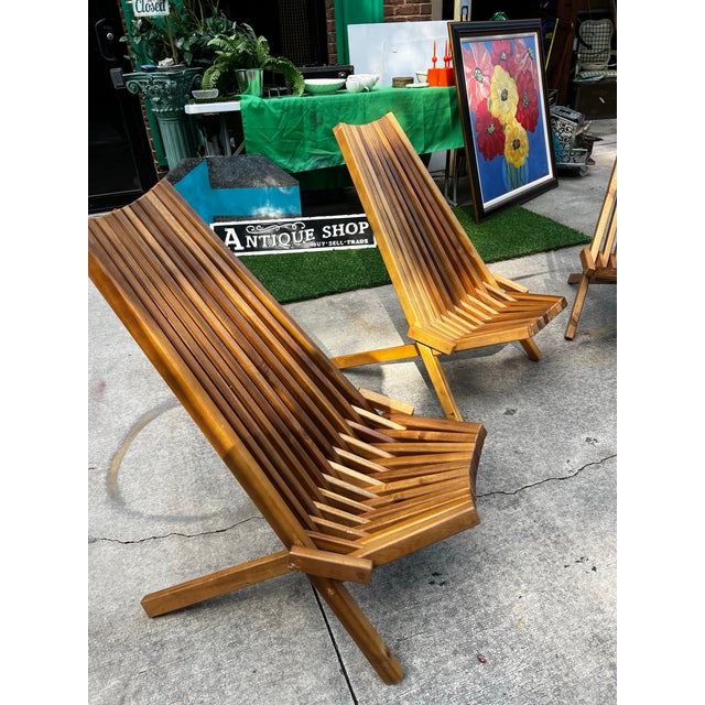 Collection of Vintage Wooden Foldable Low Chairs For Sale In Atlanta - Image 6 of 11