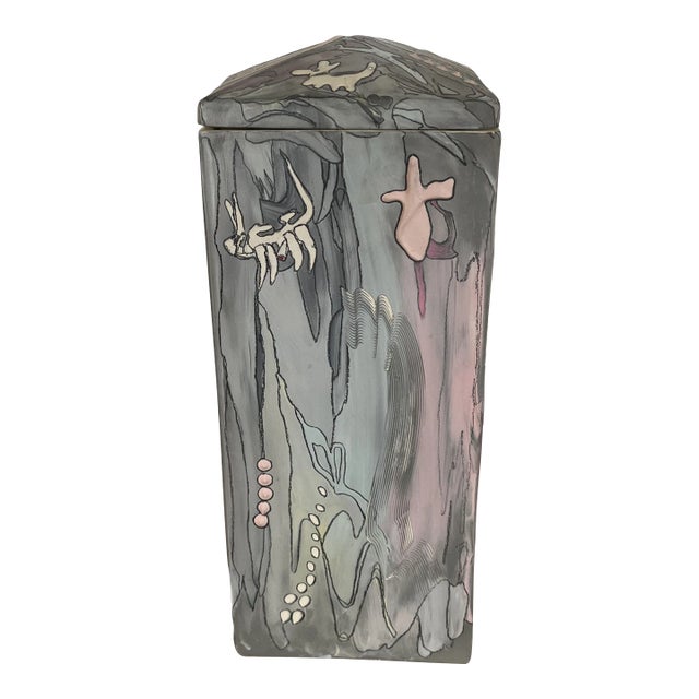 Postmodern Joe Monk Lidded Pottery Vessel For Sale