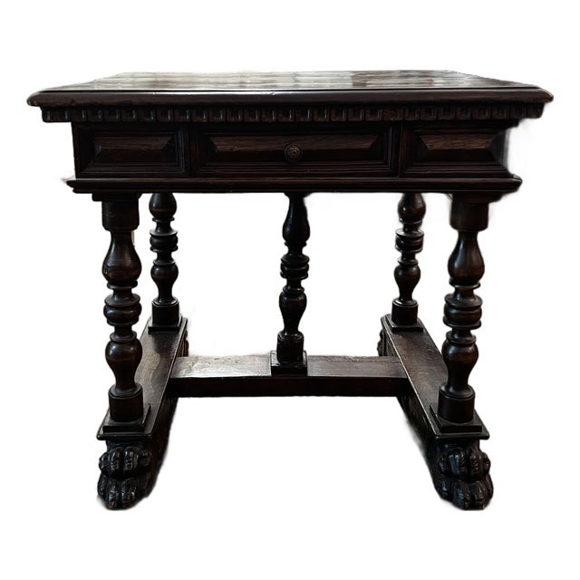 Antique 19th Century Italian Renaissance Revival Walnut Side Table For Sale