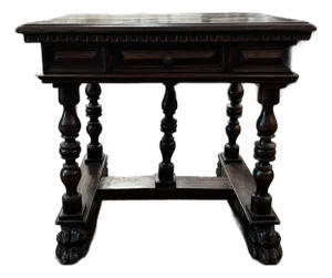 Antique 19th Century Italian Renaissance Revival Walnut Side Table