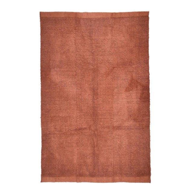 1970s Turkish Handloom Home Living Terracota Rug For Sale