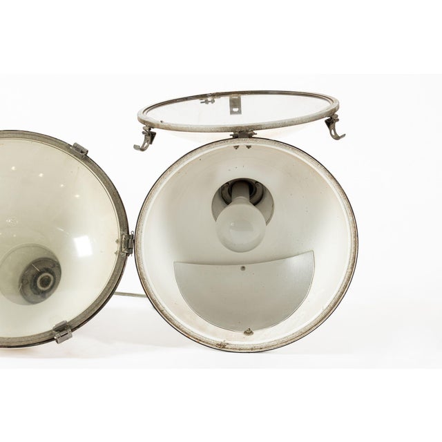 White Huge 22” Vintage Industrial Floodlight Lamps Westinghouse Pair For Sale - Image 8 of 11