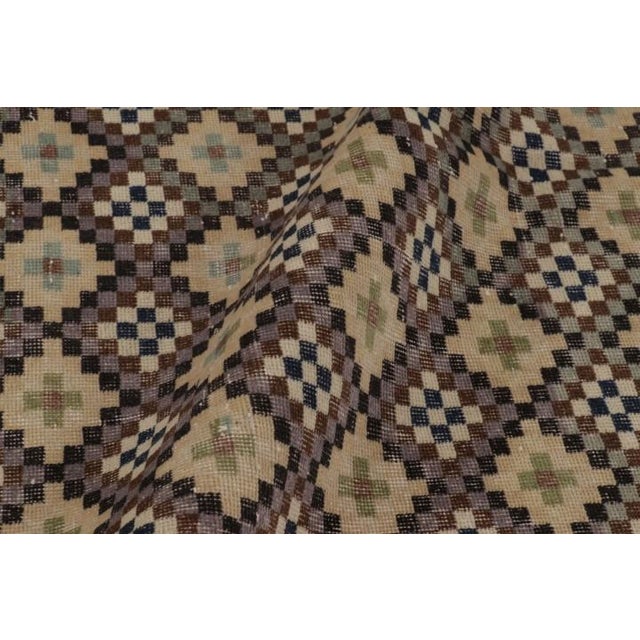 Textile Vintage Distressed Rug With Diamond Mosaic and Geometric Borders - Rug & Kilim For Sale - Image 7 of 10