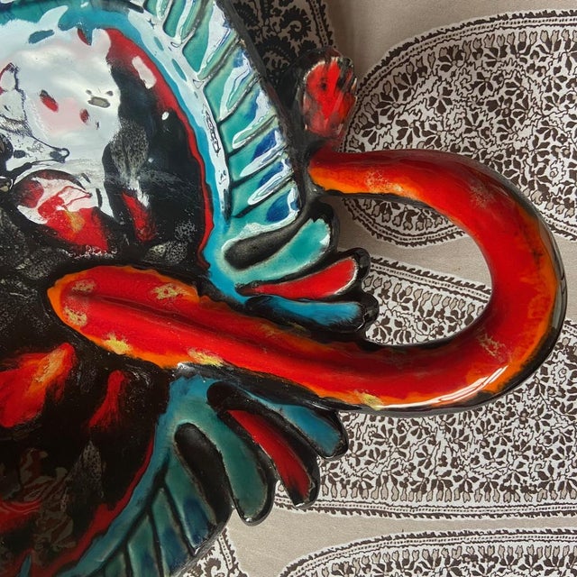 French Majolica Vallauris Manta Ray Dish Platter, 1960 For Sale - Image 4 of 9