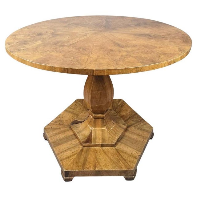 Biedermeier Pedestal Table with Folding Top in Burr Walnut, 19th Century For Sale - Image 10 of 10