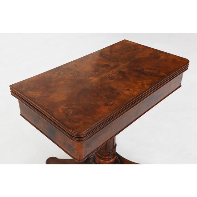Victorian Burl Wood Folding Card Table, UK, 19th Century For Sale - Image 9 of 18