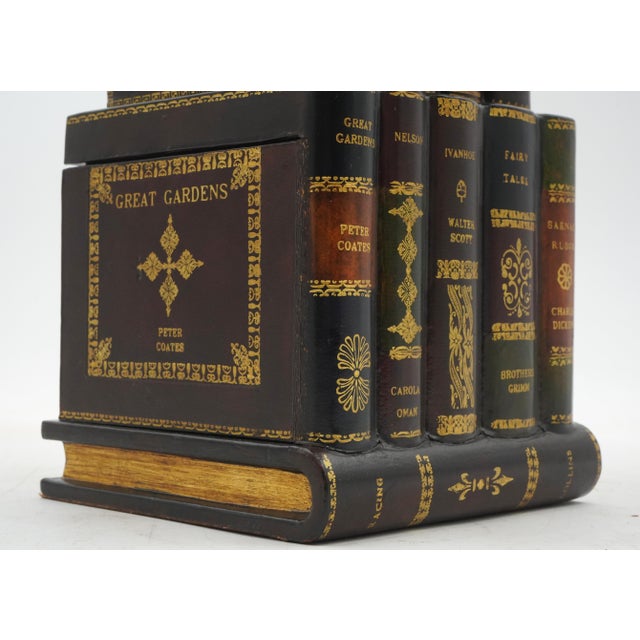 1980s Maitland Smith Leather Faux Books Lamp For Sale - Image 9 of 12