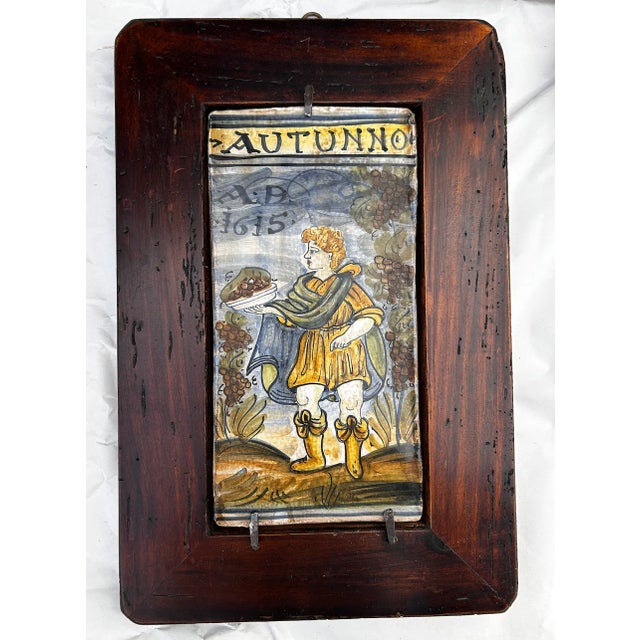 Antique Italian Hand Painted Terracotta Tiles For Sale In Fayetteville, AR - Image 6 of 17