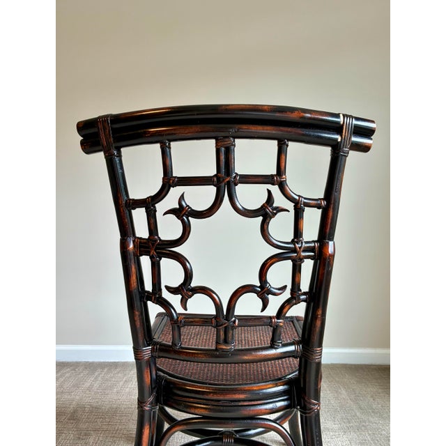 Late 20th Century Vintage Hollywood Regency Faux Bamboo Chippendale Side Chair For Sale - Image 5 of 12