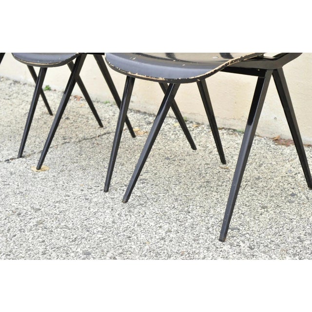 Wood Industry West Madewell Industrial School Side Chair Black Metal Frame - Set of 3 For Sale - Image 7 of 11