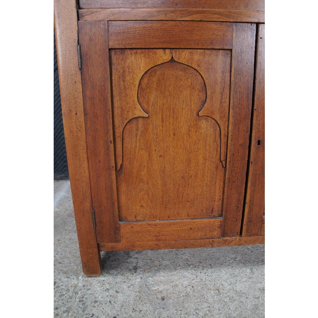 Antique American Victorian Oak & Marble Washstand Bedside Table Vanity Cabinet For Sale - Image 12 of 13