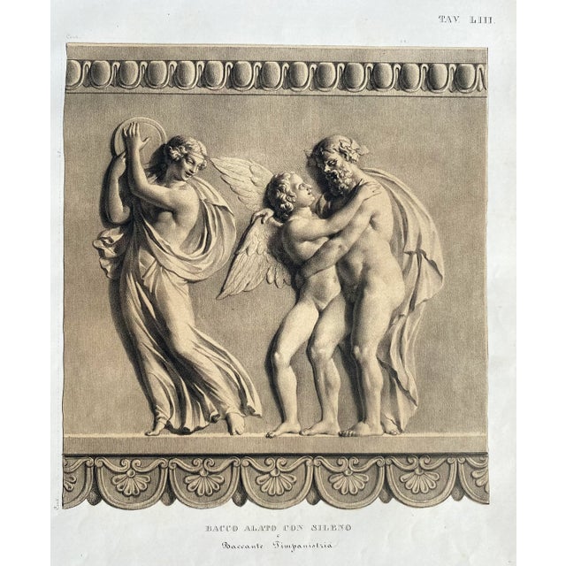 1852 pair of chromolithographs of architectural fragments with classical figures, nudes and mythological characters....