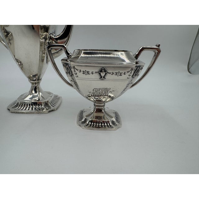 American 3 Piece American Tea Set by Frank W. Smith Silver Co. Mid 20th Century For Sale - Image 3 of 9