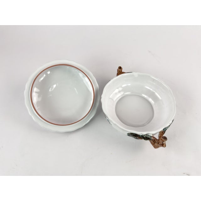 Vintage French Lallier Moustiers Faience Lidded Bowl With Branch Handles For Sale - Image 9 of 17