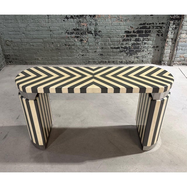 Bone Ron Seff Graphic Tessellated Bone Console, 1970 For Sale - Image 7 of 11