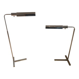 Pair of Phoenix Day Nickel Telescoping Floor Lamps For Sale