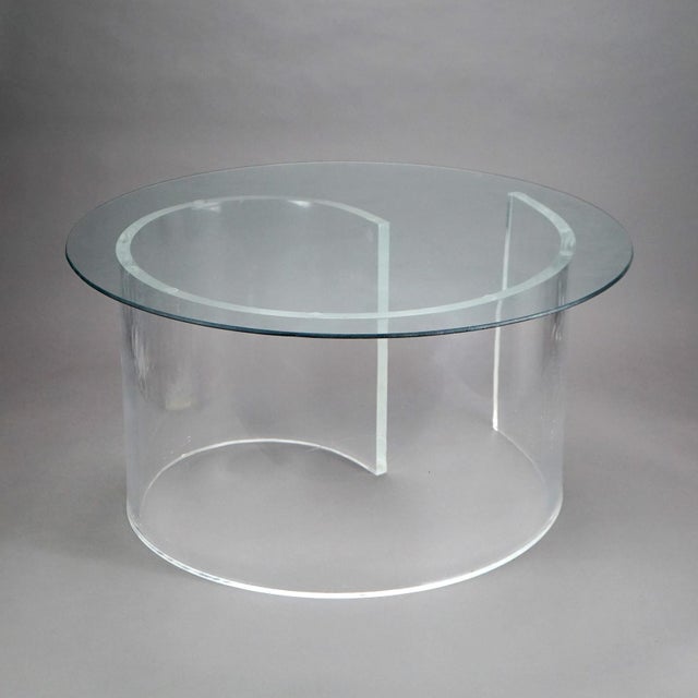 Mid 20th Century Mid Century Modern Glass Top Side Stand with Acrylic Scroll Form Base 20thC For Sale - Image 5 of 10