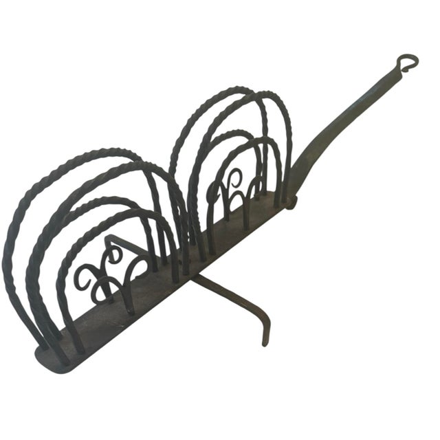 Late 18th Century American Colonial Hand-Forged Wrought Iron Rotary Toaster For Sale - Image 4 of 12