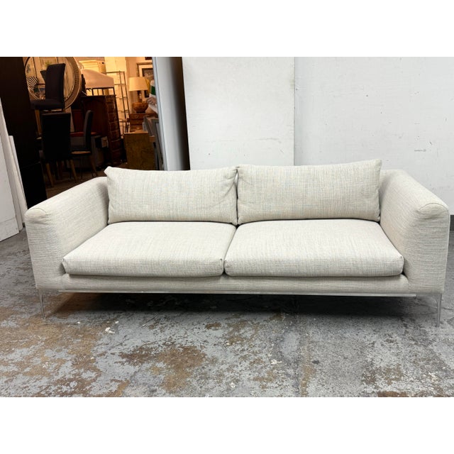 Modern Design Within Reach Jonas Snow Linen Sofa For Sale - Image 3 of 12