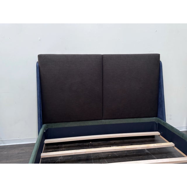 Textile Eastern King Sapphire + Emerald Velvet Bed Frame, Custom For Sale - Image 7 of 12