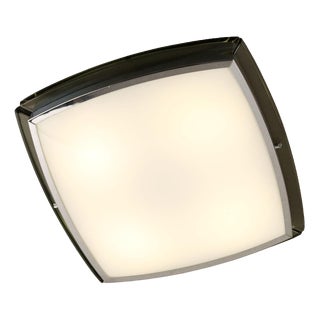 Glass and Aluminum Ceiling Light, 1970s For Sale