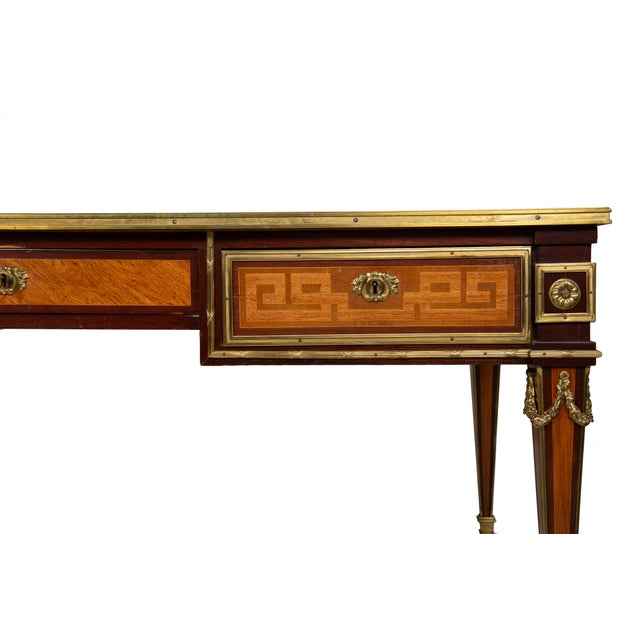 Wood French Louis XVI Style Antique Bureau Plat Writing Desk Circa 1880 For Sale - Image 7 of 18