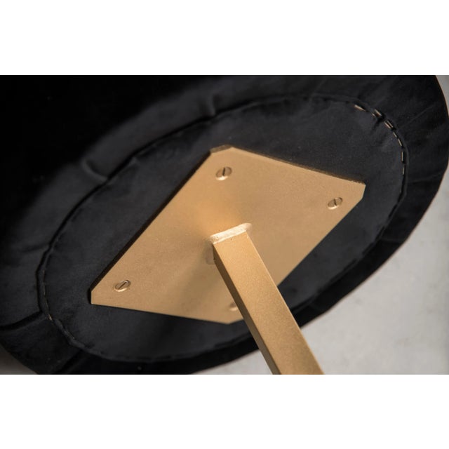 Stool with Brass Base and Black Velvet Upholstery, 1970s For Sale - Image 10 of 12
