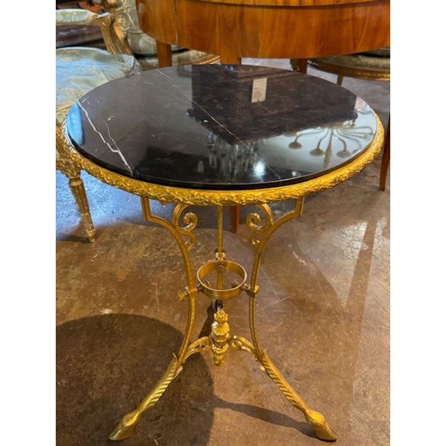 19th Century Louis XVI Bronze and Black Marble Table For Sale - Image 4 of 7