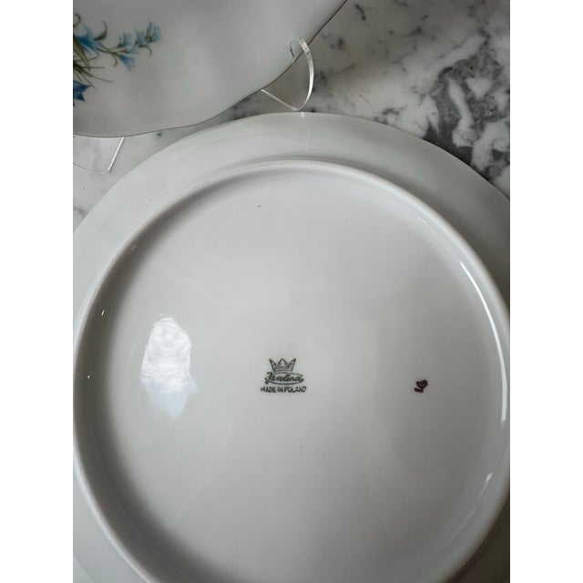 Karolina Porcelain Bluebell Floral Dinner Plate - Set of 10, Poland For Sale - Image 4 of 8