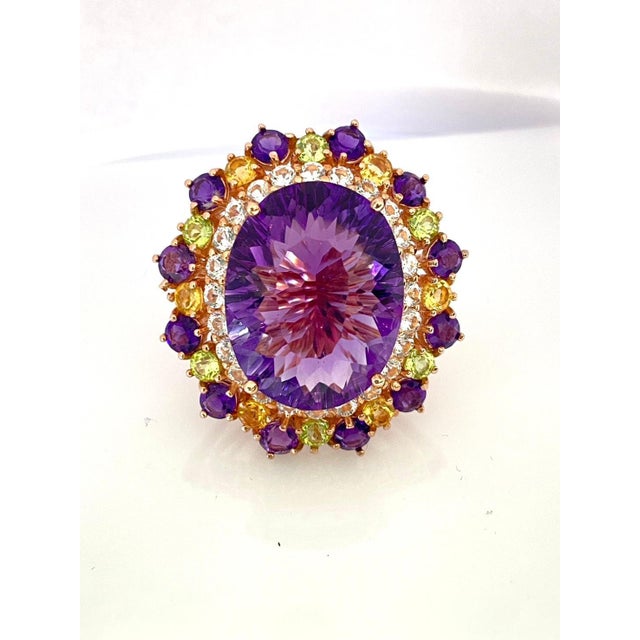 Bochic "Orient" Natural Amethyst & Peridot Ring Set In 18K Gold & Silver For Sale In New York - Image 6 of 18