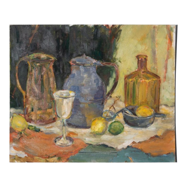 1990s Vintage Still Life Oil Painting by Unknown Artist For Sale