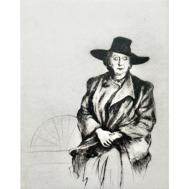 Contemporary 1976 Priscilla Treacy "Woman With a Black Hat" Rembrandt-Style Framed Litho Print For Sale - Image 3 of 7