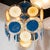 Modernist Chrome Chandelier in Handblown Murano Cerulean & Yellow Vistosi Discs For Sale - Image 4 of 8
